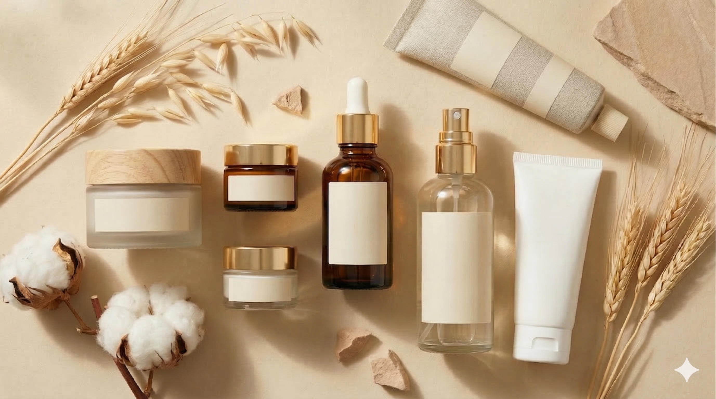 Luxury skincare products with eucalyptus