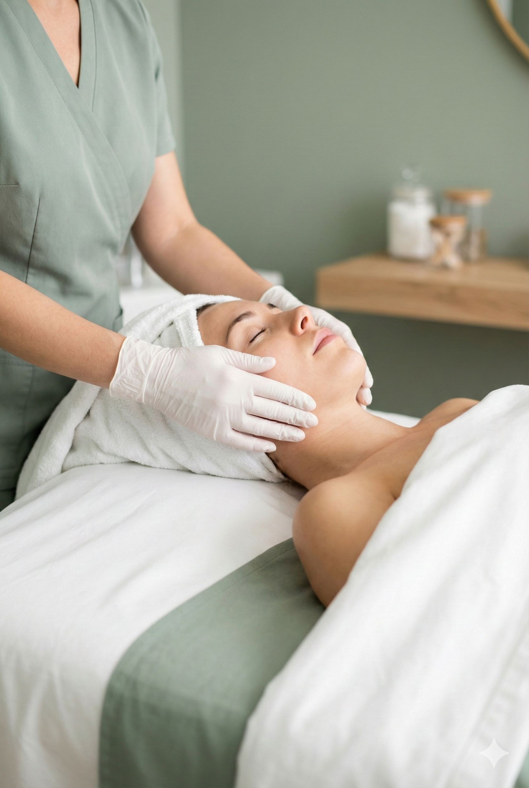 Professional facial treatment in spa setting
